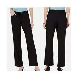JM Collection Woven Dressing Wide Leg Stretchy Pants Size Medium Short in Black